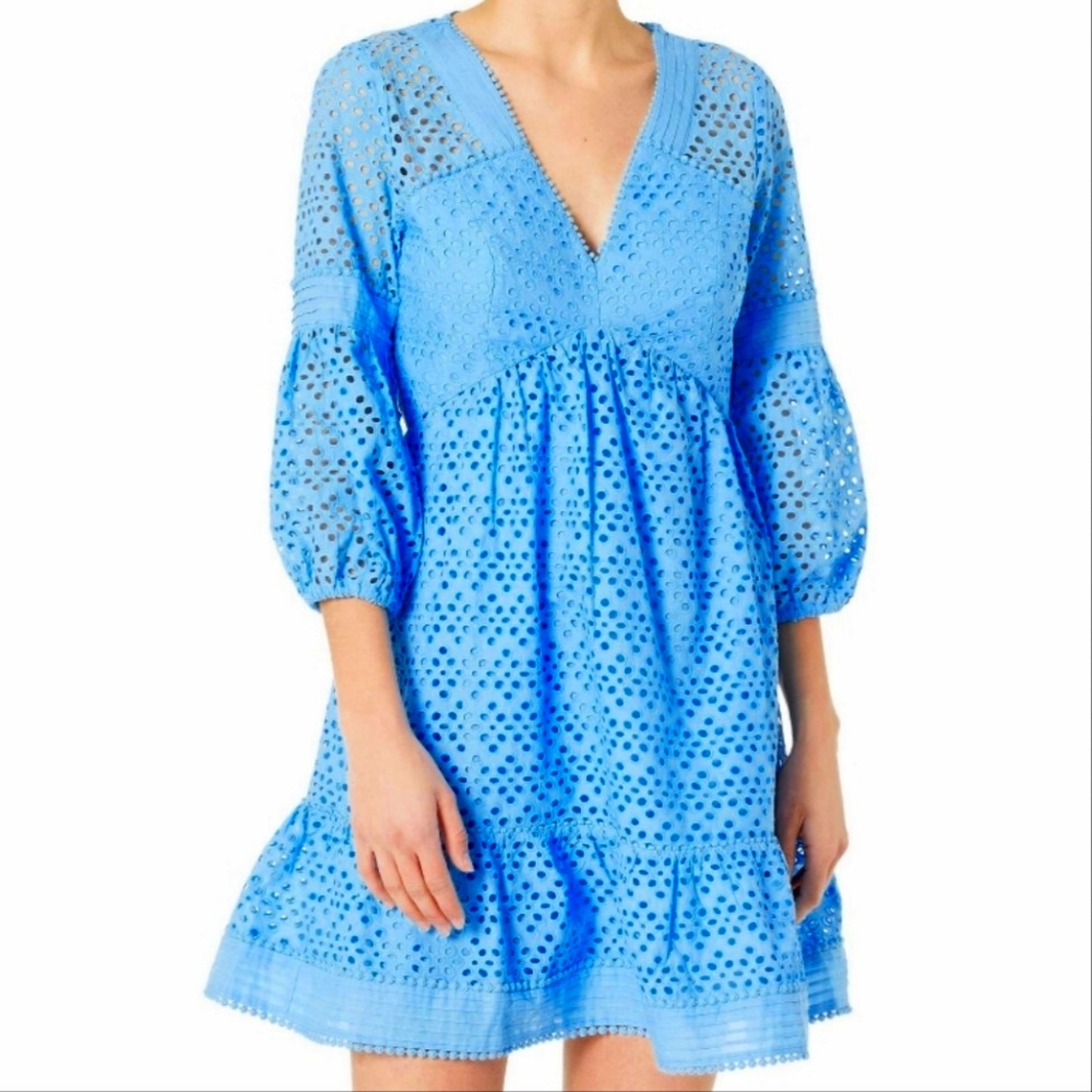 Lilly Pulitzer Lucinda Dress Tideline Eyelet Dress in Zanzibar Blue Size 00